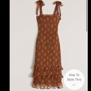 Abercrombie & Fitch Brown Floral Midi Dress